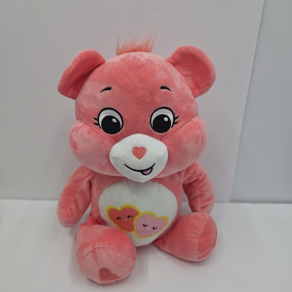 Care Bears Love-a-Lot 16" Pink Plush Two Hearts Belly Badge K'Nex UK 2022 NFRS